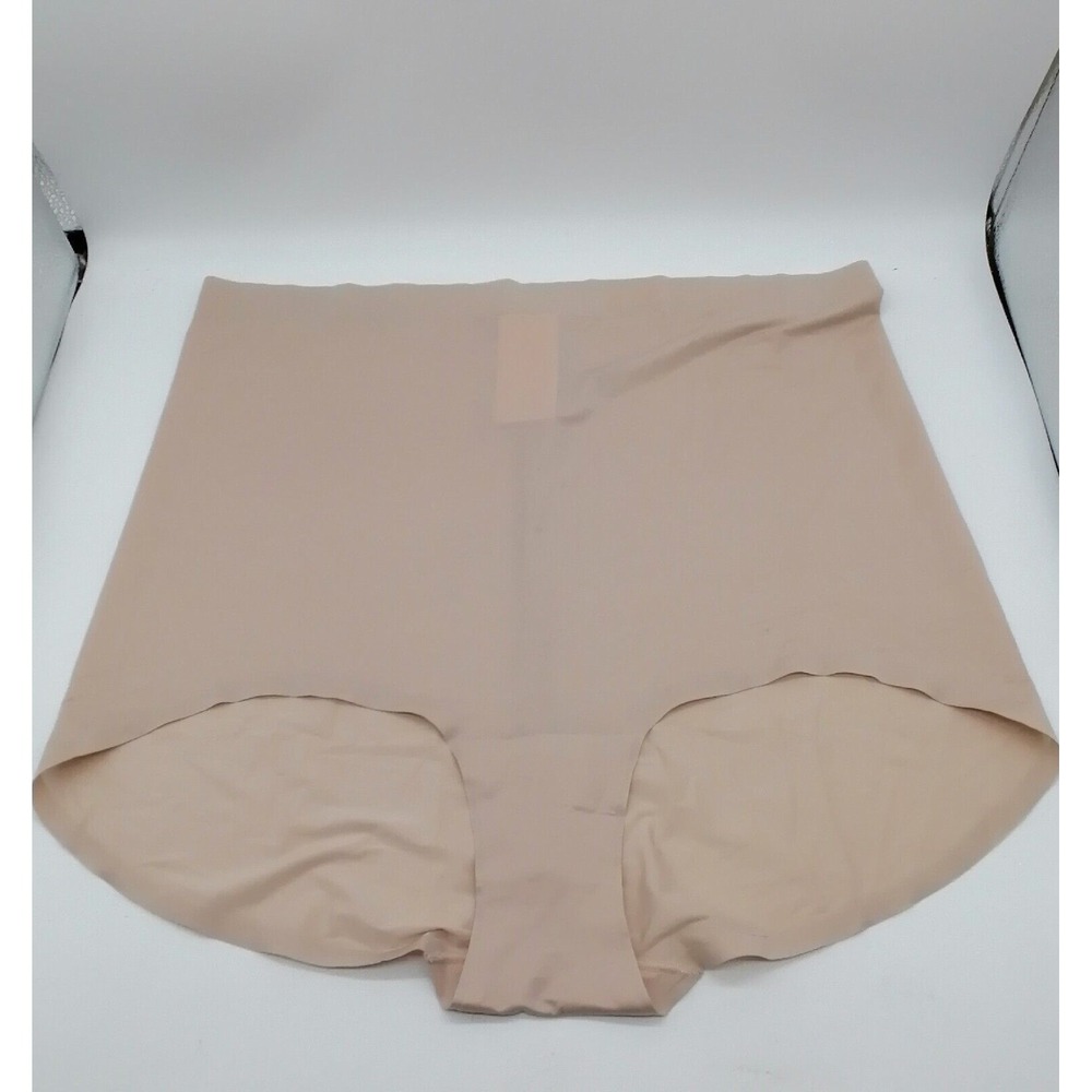 Nearly Nude Womens Panties Beige Nylon Blend Briefs Cotton Liner XL 1X NEW
